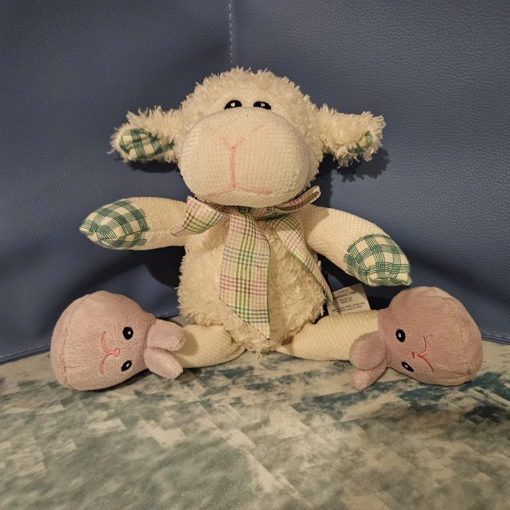 Pier 1 Imports Penguin & Lamb Plush Lot Winter Farmhouse Decor Stuffed Animals